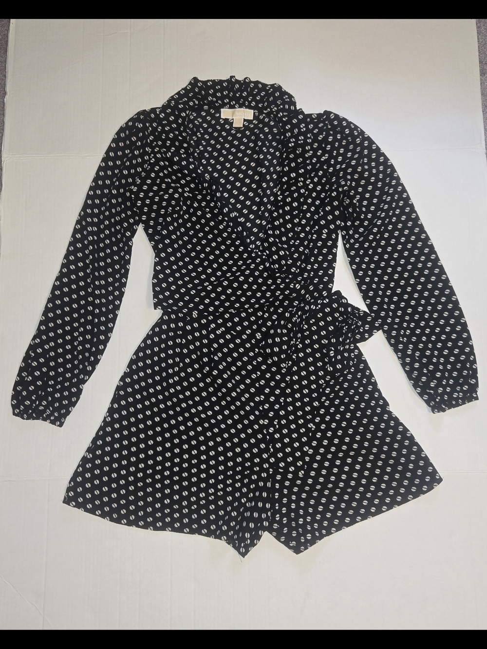 Michael Kors Black Polka Dot Wrap Romper Jacket